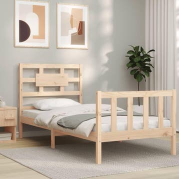 vidaXL Bedframe met hoofdbord massief hout, Verzenden, Nieuw