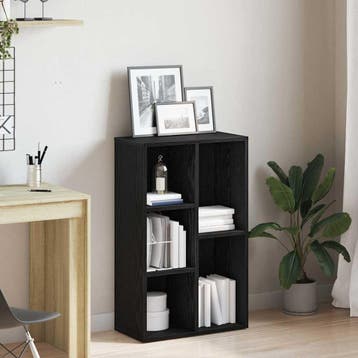 vidaXL Boekenkast Zwart Eiken 50x25x80 cm Engineered Wood, Maison & Meubles, Verzenden