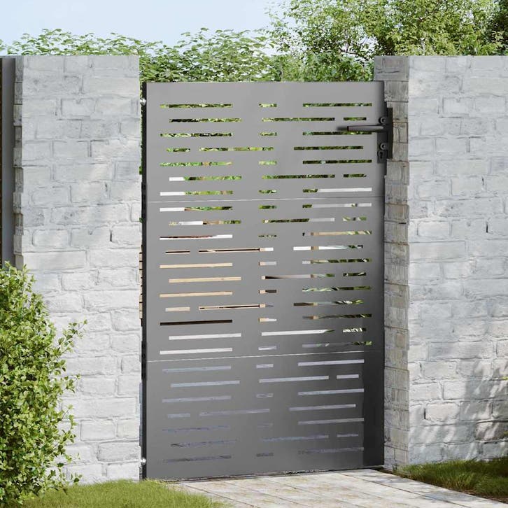 vidaXL Tuinpoort met slot Zwart 85 x 125 cm Poedercoated, Tuin en Terras, Tuinpoorten, Nieuw, Verzenden