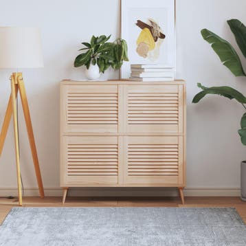 vidaXL Kastdeuren met lamellen 4 st 39,5x49,4 cm massief, Verzenden