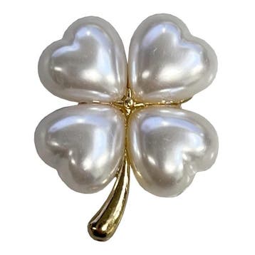 Fako Bijoux - Magnetische Broche - Klavertje Vier Parel -, Verzenden