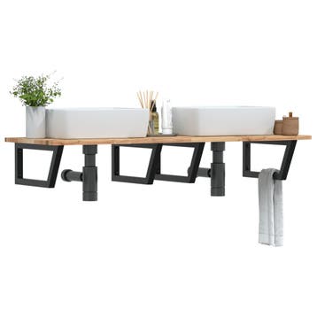 vidaXL Badkamer wandschap staal en massief acaciahout, Verzenden, Nieuw