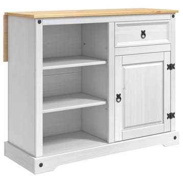 vidaXL Keuken Trolley 2 pcs Wit en Honingwas 112 x 70 x 91,5, Verzenden