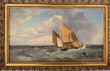 British school (XlX) - Hay barges in a squall