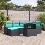 vidaXL Tuin Eettafel Set met kussen 7 pcs Zwart en, Verzenden, Nieuw