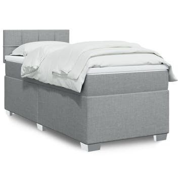 vidaXL Boxspring met matras stof lichtgrijs 90x200 cm, Verzenden, Nieuw