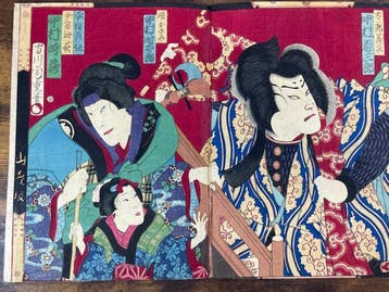 Actor prints: Ukiyo-e triptych - Morikawa Chikashige, Antiquités & Art