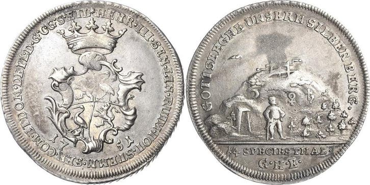 1/4 taler, daalder 1751, Reuss-aeltere Linie Untergreiz H..., Postzegels en Munten, Munten | Europa | Niet-Euromunten, België