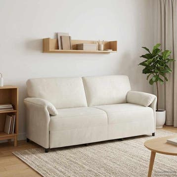 vidaXL 3-Zits Sofa Crèmekleurig 198 x 83 x 95 cm Fluweel, Huis en Inrichting, Zetels | Zetels, Verzenden, Nieuw