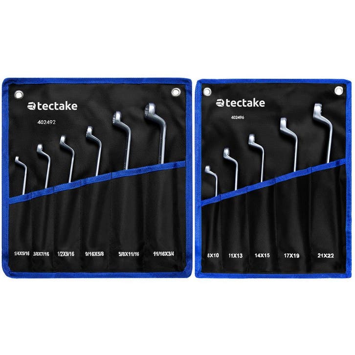 tectake Doppelsleutelset 11-delig, metrisch en inch - zwart/, Doe-het-zelf en Bouw, Gereedschap | Handgereedschap, Verzenden