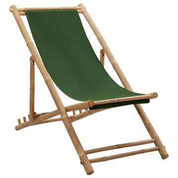 vidaXL Ligstoel bamboe en canvas groen, Verzenden