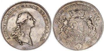 Allemagne, Schwabach. Alexander 1757-1791. Konv.-Taler 1768