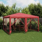 vidaXL Partytent met 8 mesh zijwanden 4x4 m HDPE rood, Verzenden, Nieuw