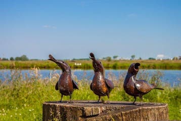 sculptuur, Drie eenden - 150 mm - Metaal