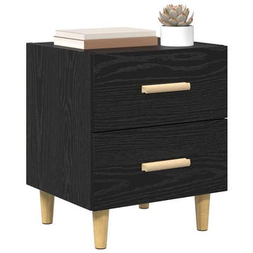 vidaXL Bedkast Zwart Eiken 40 x 35 x 47.5cm Bewerkt hout, Verzenden, Nieuw