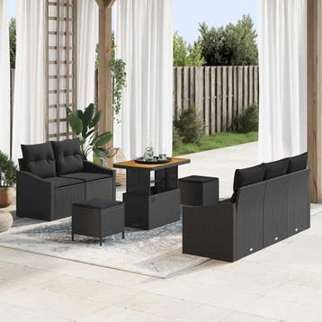 vidaXL Tuinbank Set 8 st Zwart poly rattan, Verzenden