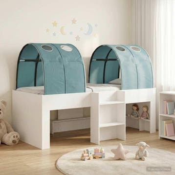 vidaXL Bed met Tunnel 3 st Wit en Lichtblauw Bewerkt hout, Verzenden, Nieuw