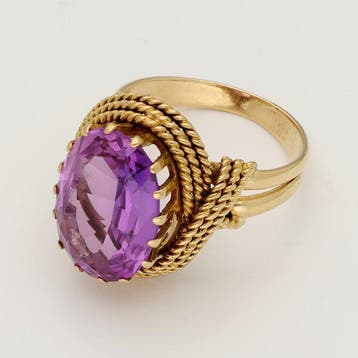 Bague - 18 carats Or jaune - Saffier, Nieuw