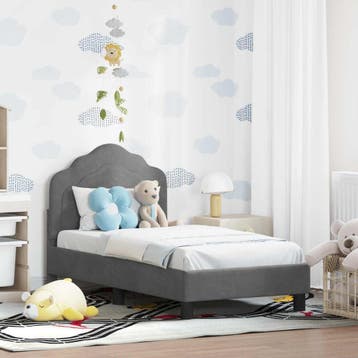 vidaXL Peuterbedframe met hoofdboard Donkergrijs 70 x 140 cm, Verzenden, Nieuw