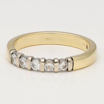 Ring - 14 karaat Geel goud, Witgoud Diamant (Natuurlijk), Handtassen en Accessoires, Nieuw