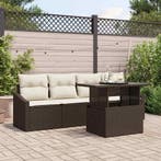 vidaXL Tuinbank Set met opslag 5 pcs Bruin Poly rattan, Verzenden