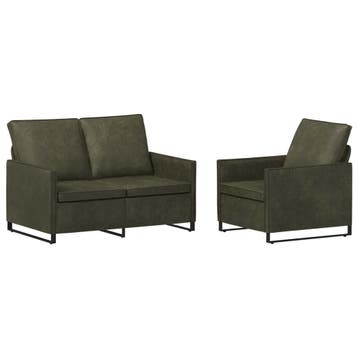vidaXL bank / zetelstel 2 pcs Leger Groen Kunstsuède stof, Verzenden