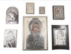 Icoon - Moeder Gods - Verzilverd, Hout - Onze-Lieve-Vrouw, Antiek en Kunst