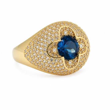 Zonder minimumprijs - Ring Verguld Topaas - Diamant - 18k