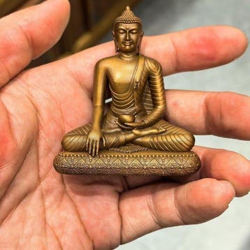 Zittende Boeddha Shakyamuni beeldje - Koper - 1960-1970 -, Antiek en Kunst