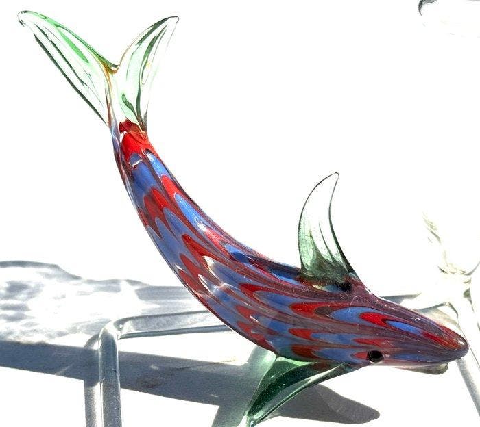 Fritz Lampl - Bimini Glas - sculptuur, Vase mit Fisch - 12, Antiquités & Art, Antiquités | Verre & Cristal