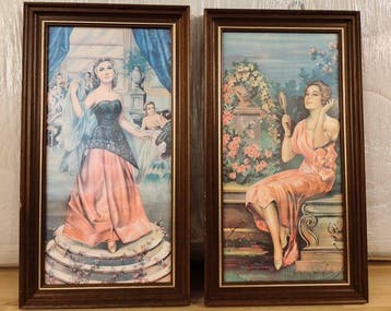 Art Deco Elegant Ladies / Boudoir Series - 2 Offset Print -, Antiek en Kunst