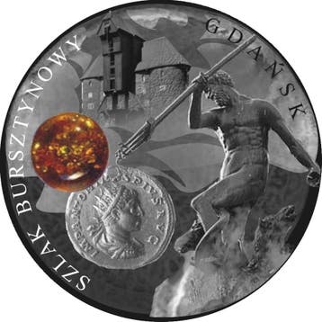 Niue 1 Dollar 2008 Amber Route Danzig Gdansk zilver st mi..., Postzegels en Munten, Verzenden