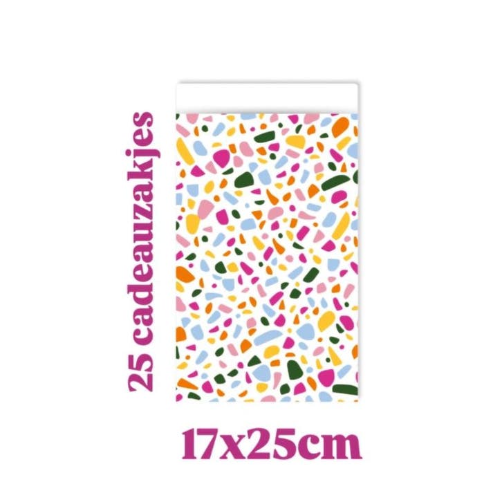 25x Cadeauzakje  - Terrazzo color - 17x25cm (Per 25 stuks), Diversen, Cadeauverpakkingen, Cadeauzakje, Nieuw, Ophalen of Verzenden