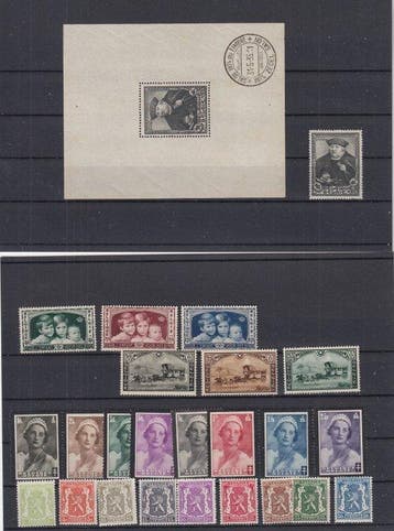 Belgique 1935 - année complète 1935 avec bloc et timbre issu, Gestempeld