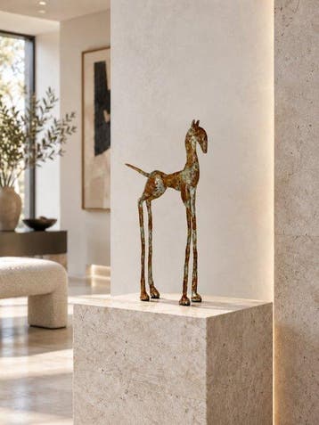 Abdoulaye Derme - Sculpture, Cheval Élancé - 34 cm - Bronze, Antiquités & Art