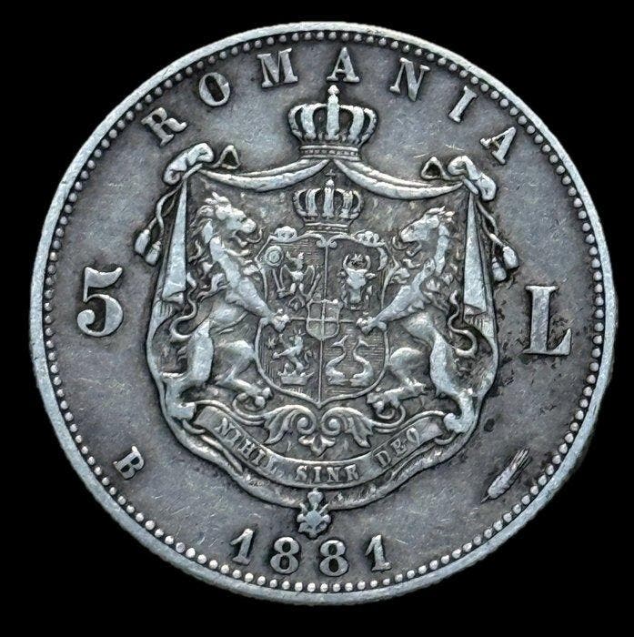 Roemenië. Carol I. 5 Lei 1881 B / Rare (Zonder minimumprijs), Postzegels en Munten, Munten | Europa | Niet-Euromunten