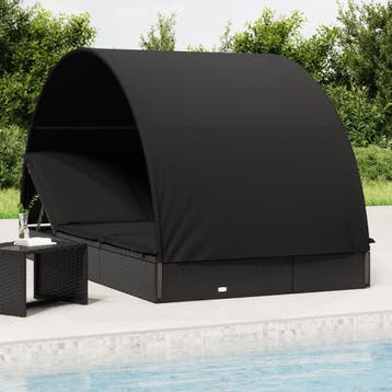 vidaXL Ligbed 2-persoons met rond dak 211x112x140 cm poly, Verzenden, Nieuw