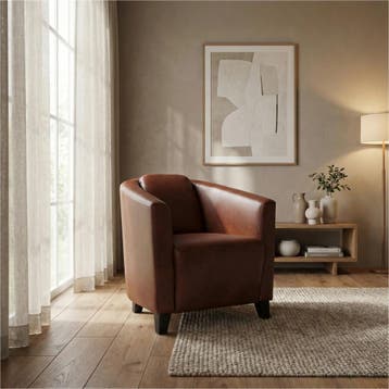 Leren fauteuil Press, Nieuw, Ophalen of Verzenden, Eigentijds, Klassiek, Retro, Romantisch, Vintage, 50 tot 75 cm