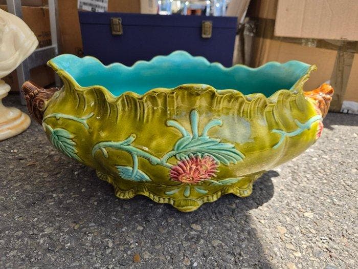 barbotine - barbotine - Jardinière - Aardewerk - Plantenbak, Antiek en Kunst, Antiek | Glaswerk en Kristal