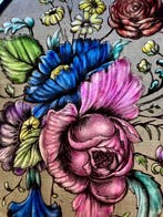 Glas-in-loodraam - second half 20th century - Bloemen, Antiek en Kunst