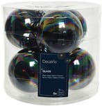 Glazen kerstballen parelmoer iriserend transparant 80 mm, Nieuw