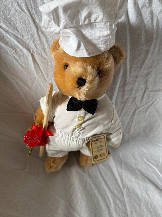 Hermann Teddy Original - Teddybeer Kochbär mit Kochlöffel, Antiek en Kunst, Antiek | Speelgoed