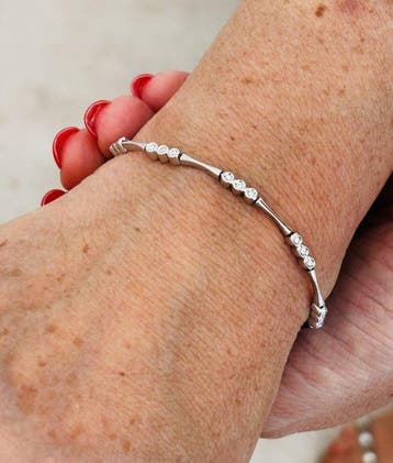 Bracelet - 18 carats Or blanc Diamant (Naturelle)