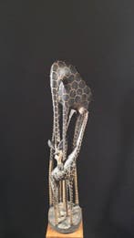 Magnifique maternité girafe en bois massif - Waza - Cameroun, Antiquités & Art