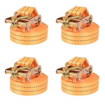 vidaXL Spanbanden 1 ton 6mx38mm oranje 4 st, Doe-het-zelf en Bouw, Verzenden, Nieuw