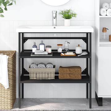 vidaXL Wastafelframe 79x38x83 cm ijzer zwart, Huis en Inrichting, Tafels | Bijzettafels, Verzenden, Nieuw