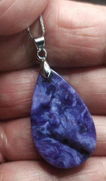 pendentif en Charoite 44 carats bélière Argent massif 925
