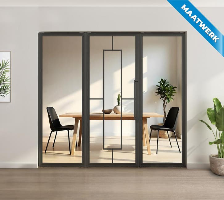 Enkele stalen taatsdeur met glaspaneel Zwart 5 Vlaks Helder, Bricolage & Construction, Fenêtres & Moustiquaires
