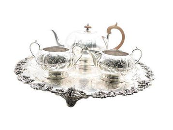 Koffieservies (4) - Hout, Verzilverd