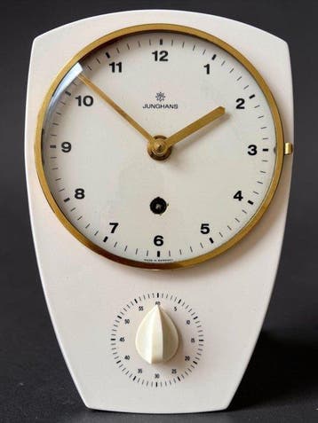Wandklok - Junghans - Design by Max Bill - Bauhaus Keramiek,, Antiek en Kunst, Antiek | Klokken
